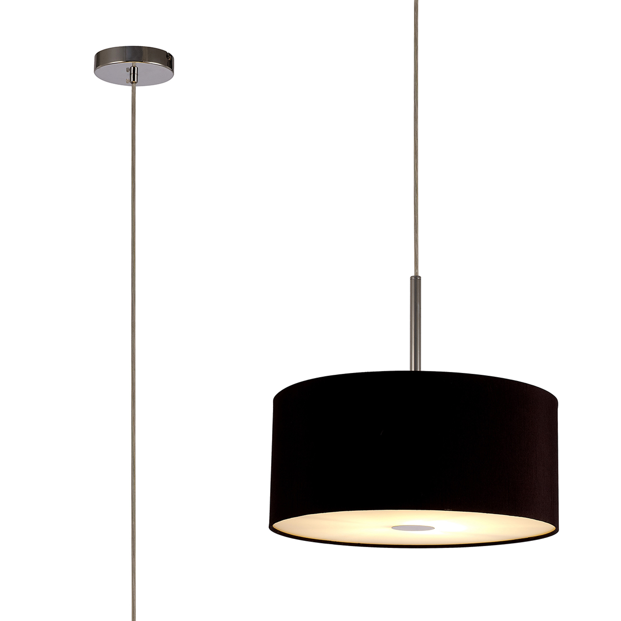 DK0139  Baymont 40cm Pendant 1 Light Polished Chrome; Midnight Black/Green Olive; Frosted Diffuser